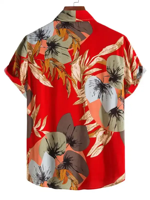 Men’s Fashion Trend Casual Cotton Printed Short Sleeve Shirt