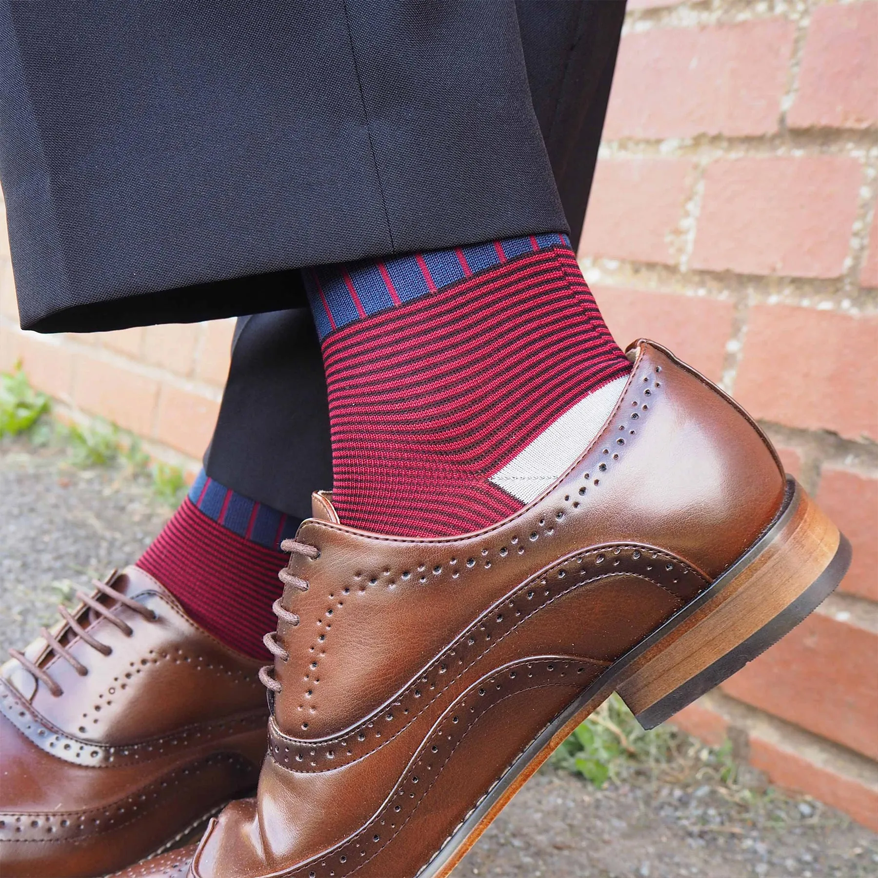 Oxford Stripe Men's Socks - Navy