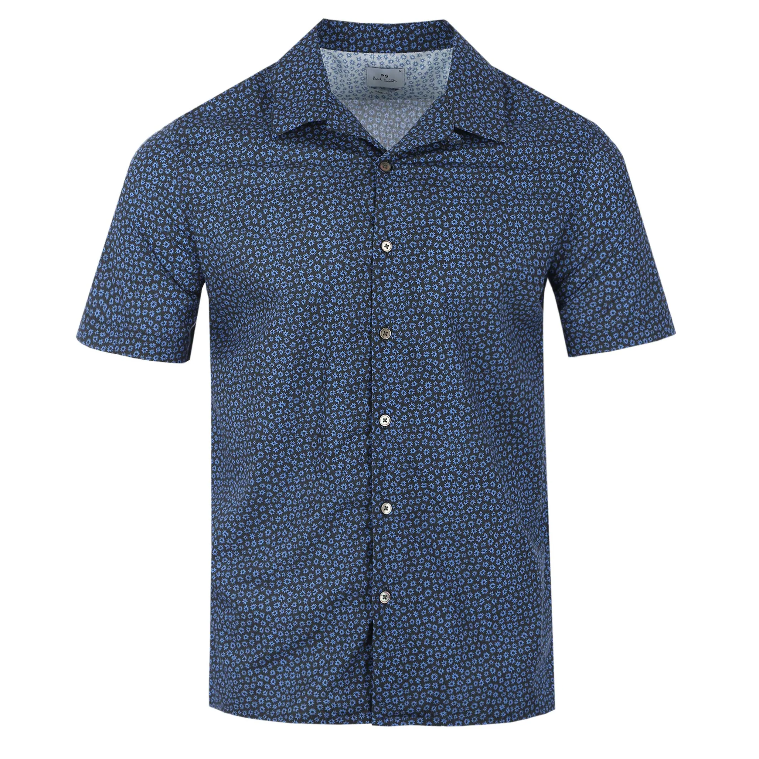 Paul Smith Small Floral Reg Fit SS Shirt in Navy