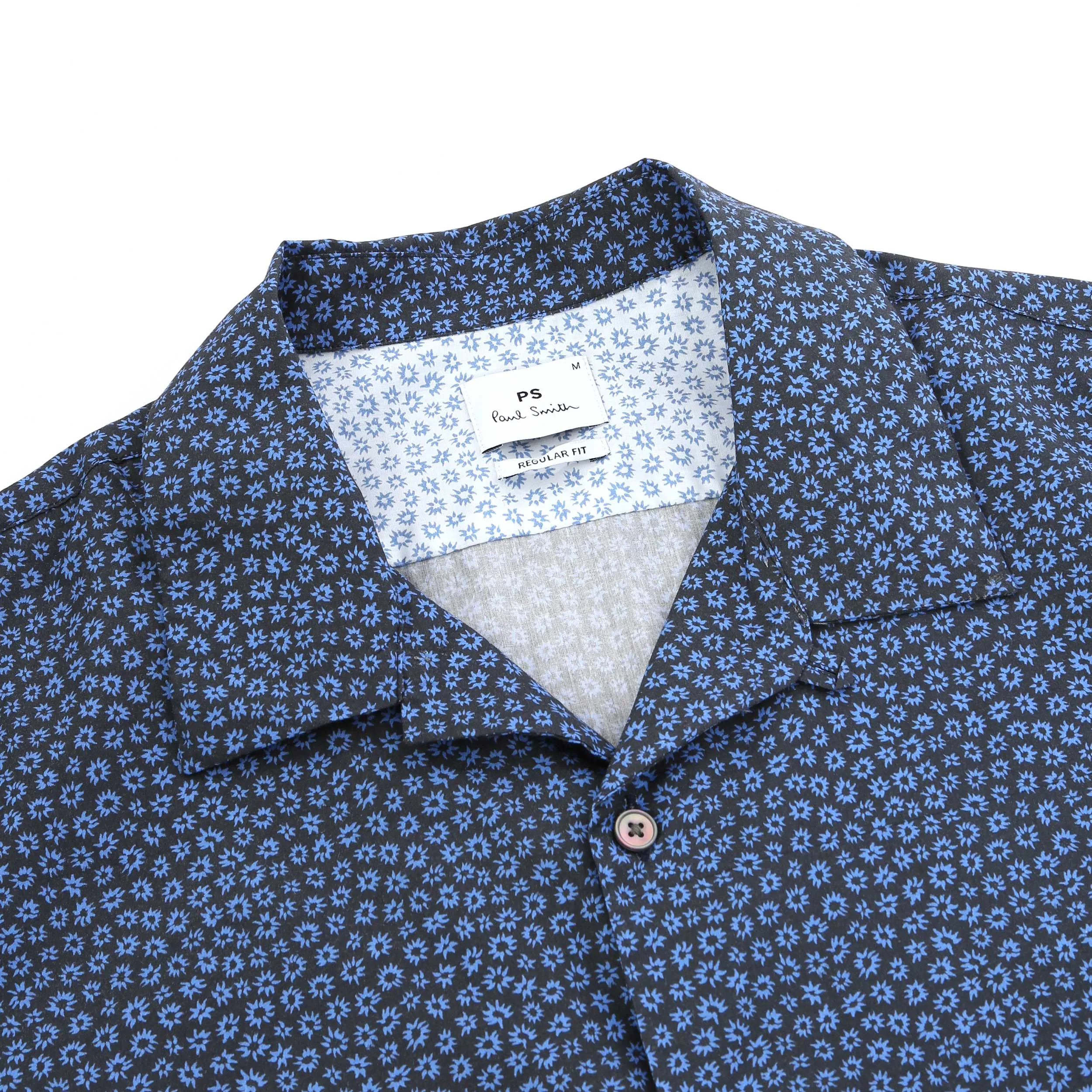 Paul Smith Small Floral Reg Fit SS Shirt in Navy