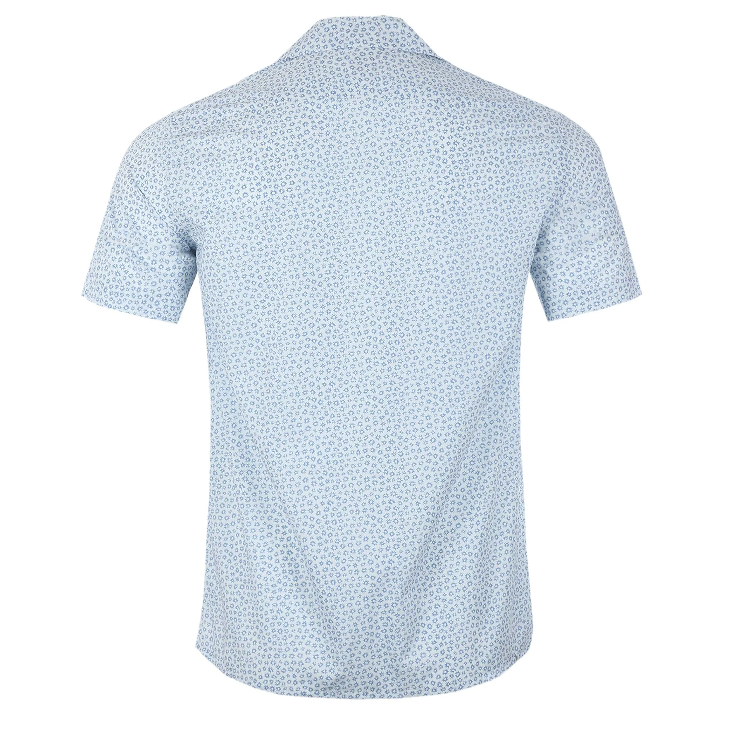 Paul Smith Small Floral Reg Fit SS Shirt in White & Blue