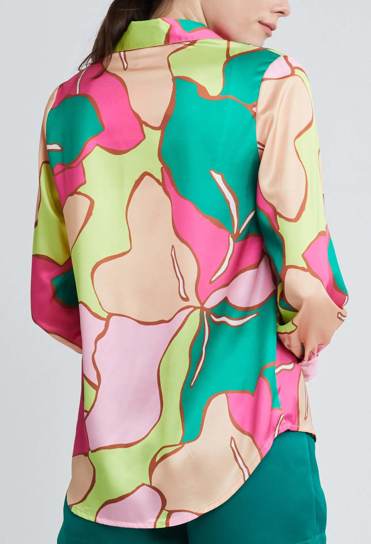 Picasso Floral Petal Button Down Blouse