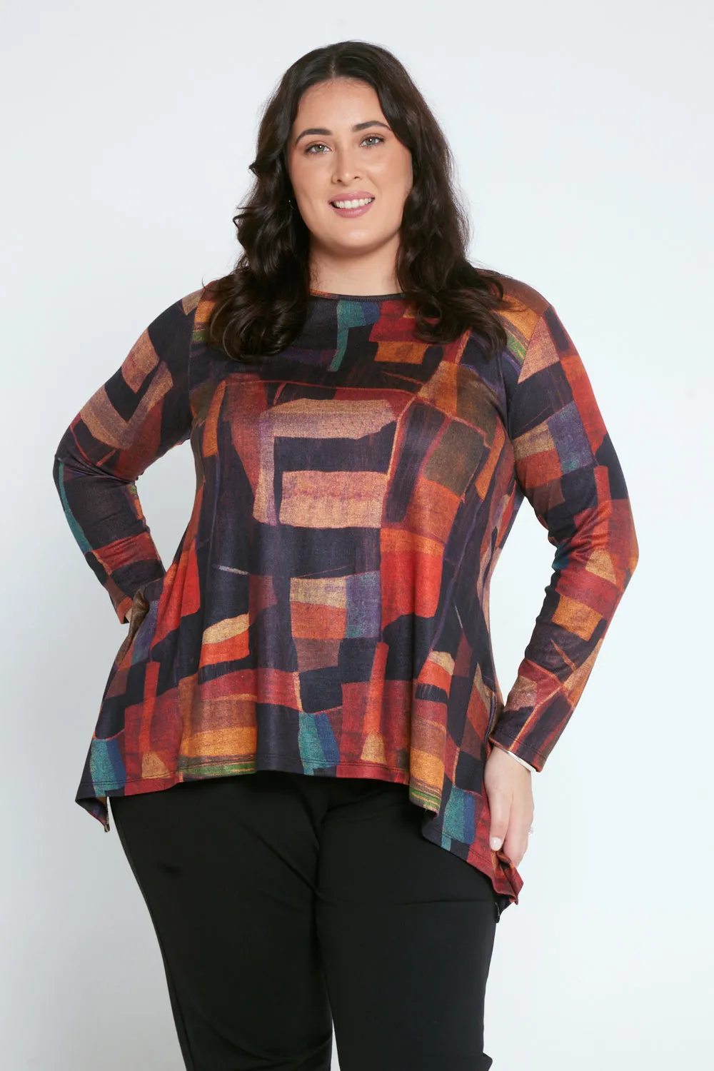 Printed Andrea Top - Russet Patchwork