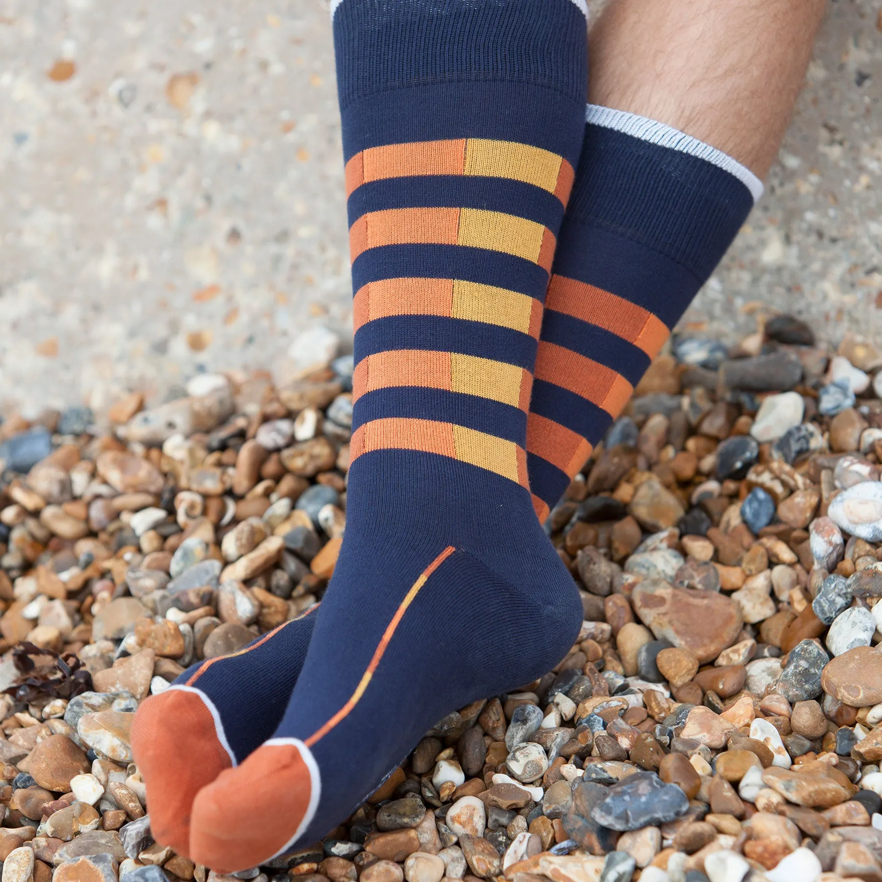 Quad Stripe Men's Socks - Navy