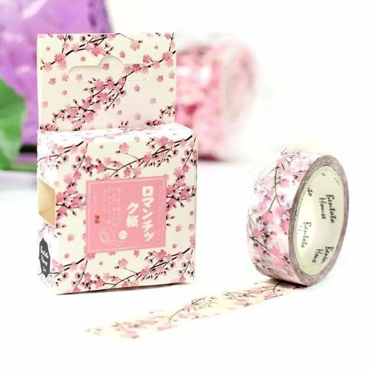 Romantic Cherry Blossom Washi Tape Art