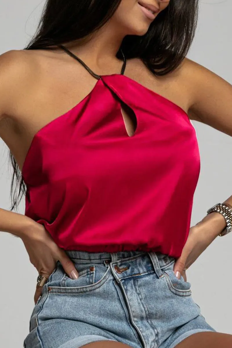 Sexy Solid Backless Halter Tops