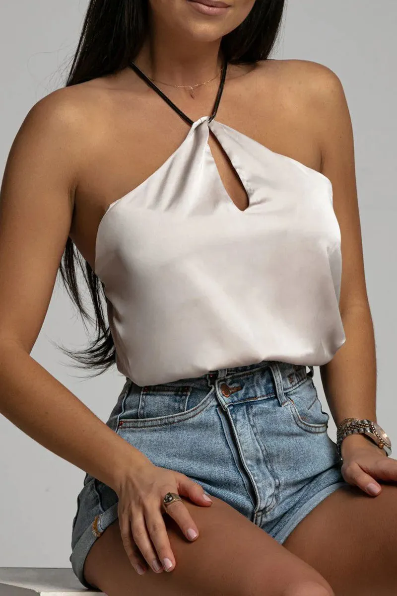 Sexy Solid Backless Halter Tops