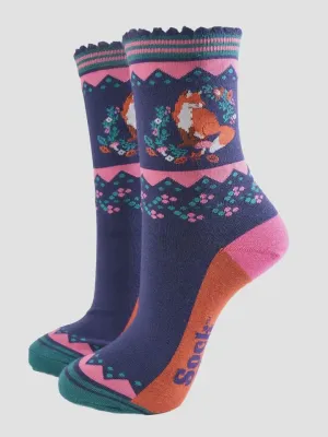 Sock Talk Bamboo Socks Fox Wreath