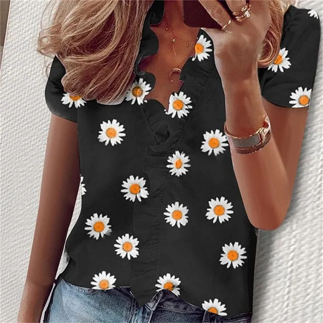 Summer Butterfly Short Sleeve Elegant Polka Dot Top