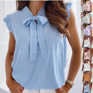 Summer Butterfly Short Sleeve Elegant Polka Dot Top