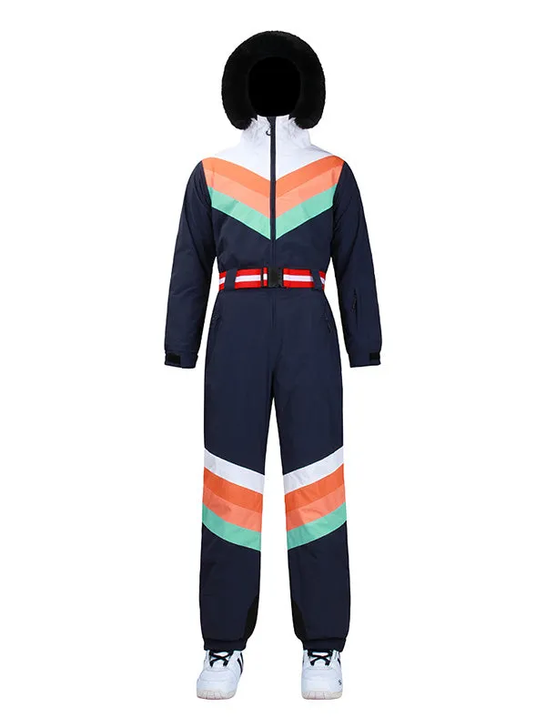 Women's Gsou Snow Padded V Stripe Ski Suit